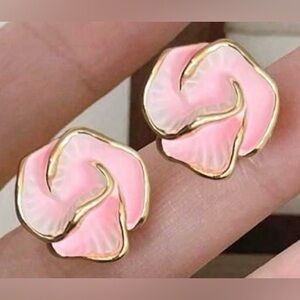 Pink&Gold Twirl Earrings